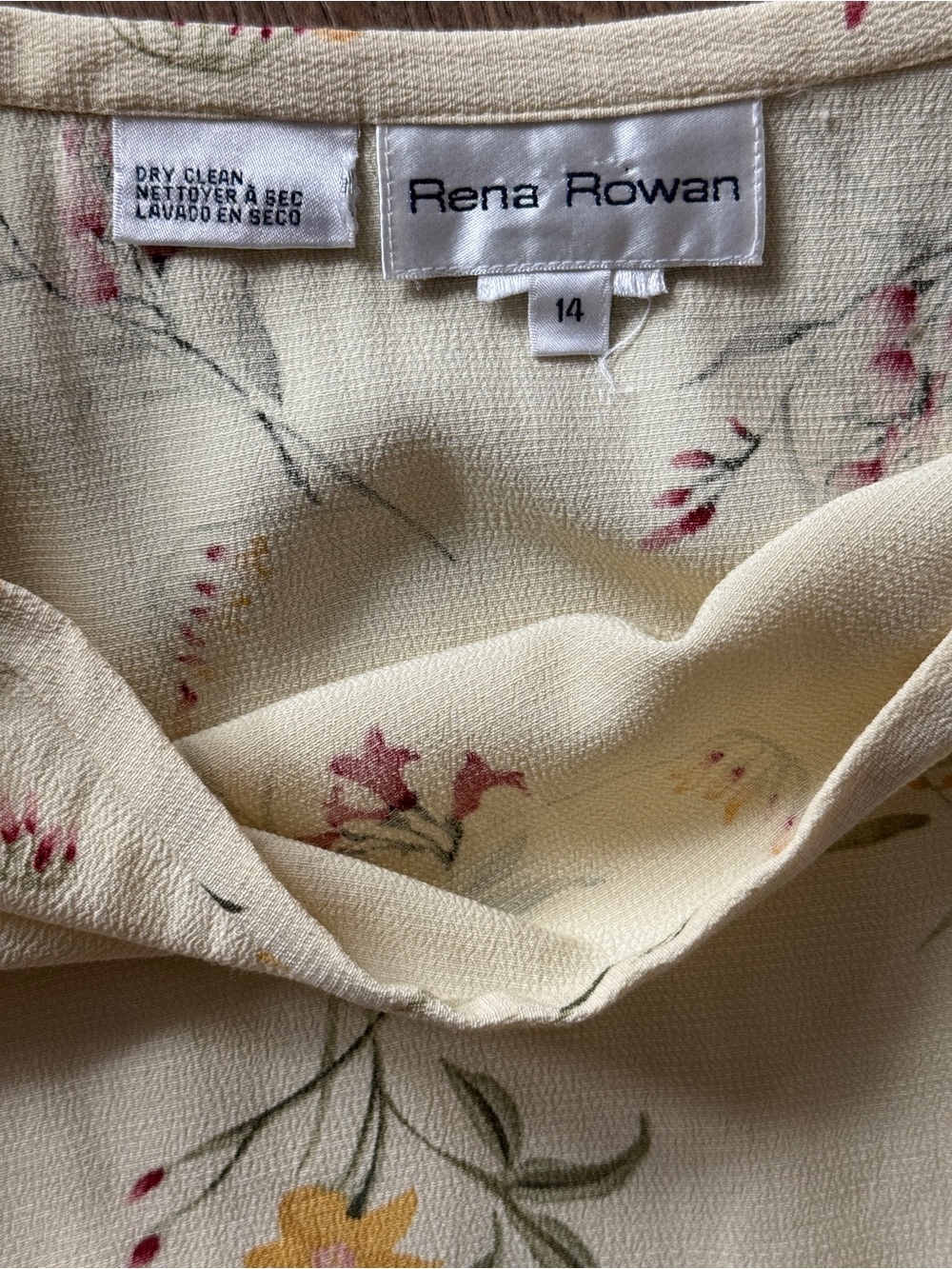 Rena Rowan Butter Yellow Maxi Skirt with Yellow&Red Floral Print VNT sise14 - Picture 5 of 8